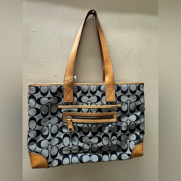 Coach Stylish Tan and Black Tote Bag - Picture 1 of 6